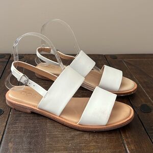 COS Sandals Double Strap Flat White Leather Size US 8